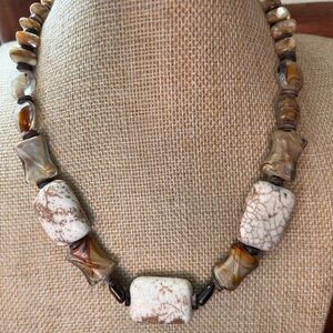 Artisan Brown and White Stone Necklace